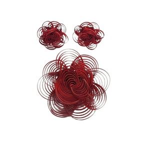 Vintage Handmade Natural Bamboo Flower Brooch and Screw Back Earrings *Orig Box*